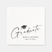 脚本モダン卒業生、白黒の卒業 スタンダードカクテルナプキン (正面)