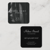 脚本モダン撮影タイポグラフィ スクエア名刺 (正面/裏面)