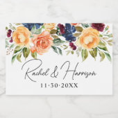 脚本モダン新郎新婦のモノグラ結婚ム スパークリングワインラベル (シングルラベル)