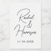 脚本モダン新郎新婦のモノグラ結婚ム ワインラベル (シングルラベル)