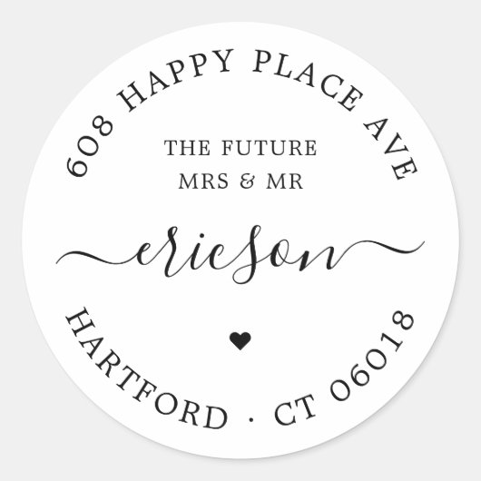 脚本モダン未来のミセス・差出人住所結婚ズ ラウンドシール (正面)