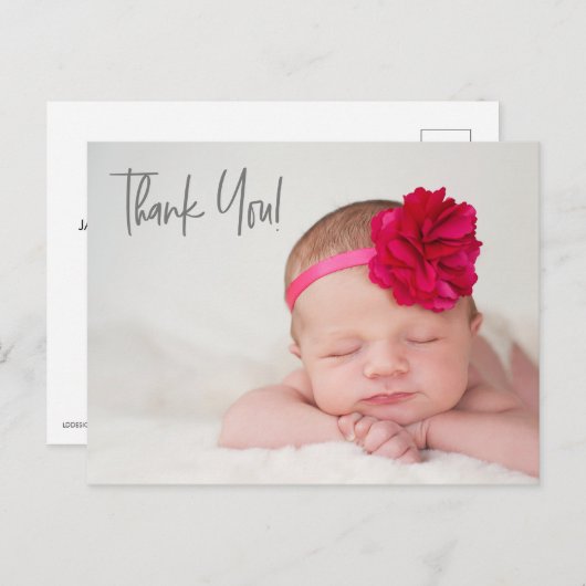 脚本モダン男の赤ちゃん写真ベビーシャワーはがき ポストカード (正面/裏面)