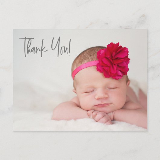 脚本モダン男の赤ちゃん写真ベビーシャワーはがき ポストカード (正面)