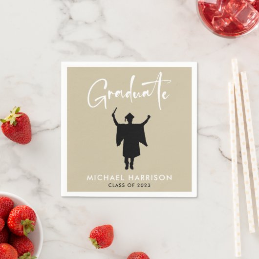 脚本モダン男性卒業パーティー スタンダードカクテルナプキン (インサイチュ)