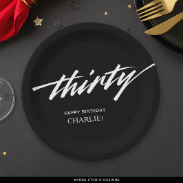 脚本モダン白黒30歳の誕生日 ペーパープレート