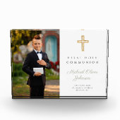 脚本モダン第1聖餐式ボーイ写真 フォトブロック (正面)