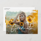 脚本モダン2写真卒業パーティー インビテーションポストカード (正面/裏面)