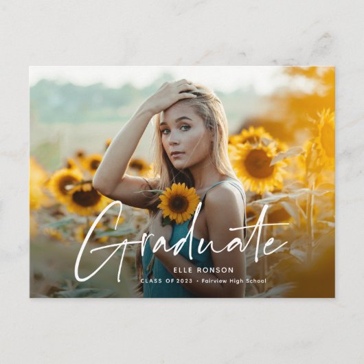 脚本モダン2写真卒業パーティー インビテーションポストカード (正面)