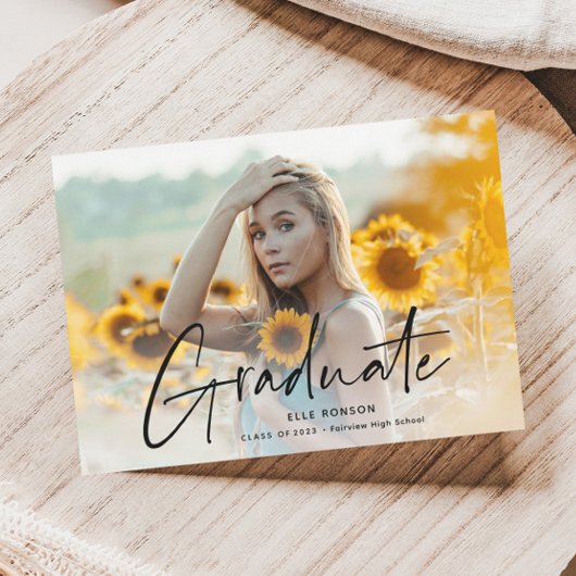 脚本モダン2写真卒業パーティー インビテーションポストカード