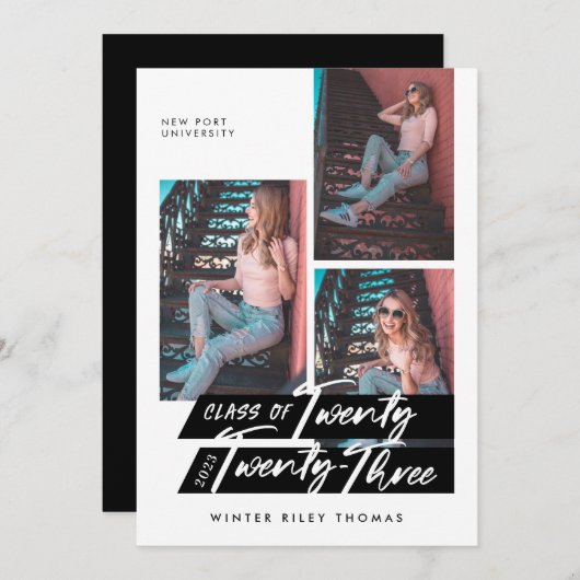 脚本モダン3写真卒業22歳 招待状 (正面/裏面)