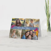 脚本モダン4枚の青い写真母の日 カード (正面)