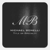 脚本モノグラム黒グレーモダンかわいい スクエアシール (正面)