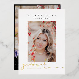 脚本付き スナップショット フォト 卒業式 箔招待状