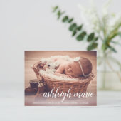 脚本名ベビーガール写真出産のお知らせPo ポストカード (スタンド正面)