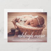 脚本名ベビーガール写真出産のお知らせPo ポストカード (正面/裏面)