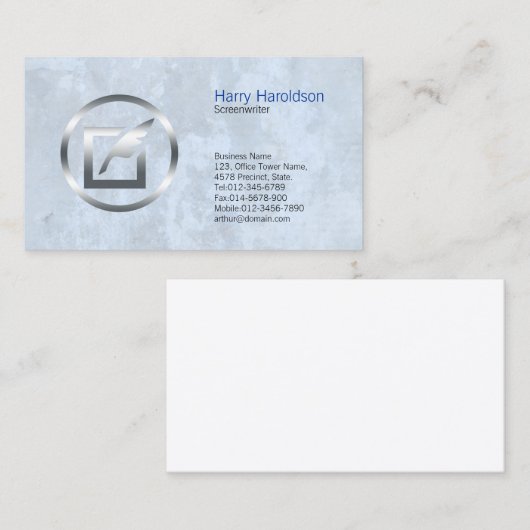 脚本家のはっきりしたクイルアイコン名刺 名刺 (正面/裏面)