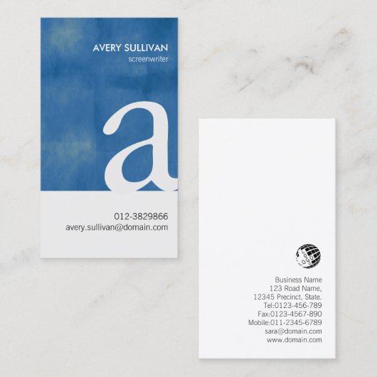 脚本家の文学芸術モノグラムはっきりした 名刺 (正面/裏面)
