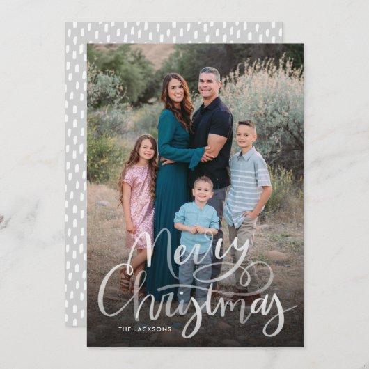 脚本手モダン文字メリークリスマス シーズンカード (正面/裏面)