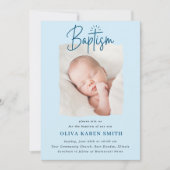 脚本手書き洗礼《キリスト教》洗礼式や命名式フォトボーイ 招待状 (正面)