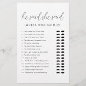 脚本素朴彼は彼女はブライダルシャワーゲームと言った (正面)