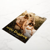 脚本金ゴールドメリークリスマスポートレート写真 箔シーズンカード (回転した状態)