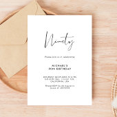 脚本90 |シンプル第90期マイルストーン誕生日 招待状