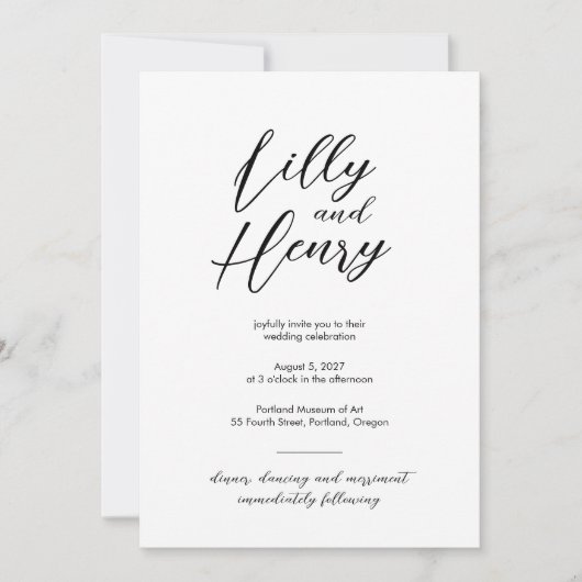 脚注のミニマリスト結婚内 招待状 (正面)