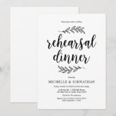 脚素朴本、黒、リ結婚ハーサルディナー 招待状 (正面/裏面)