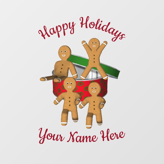 脱出ジンガーブレッドクッキーパーソナライズされたホリデー ウィンドウサイン (シート)