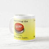 脱出ボタンのマグ コーヒーマグカップ (正面左)