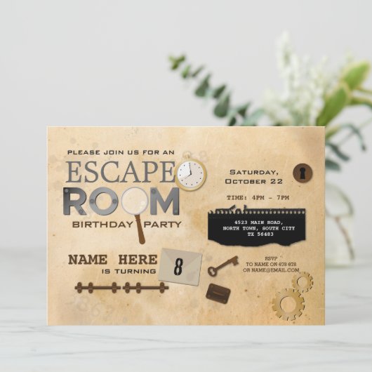 脱出ルーム誕生日パーティー手がかり写真スパイ 招待状 (スタンド正面)
