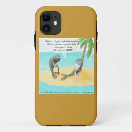 脱出不能!?砂漠の島の困り顔の魚 iPhone 5 カバー (裏面)