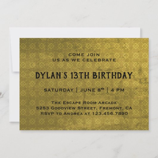 脱出室誕生日パーティーの招待 招待状 (裏面)