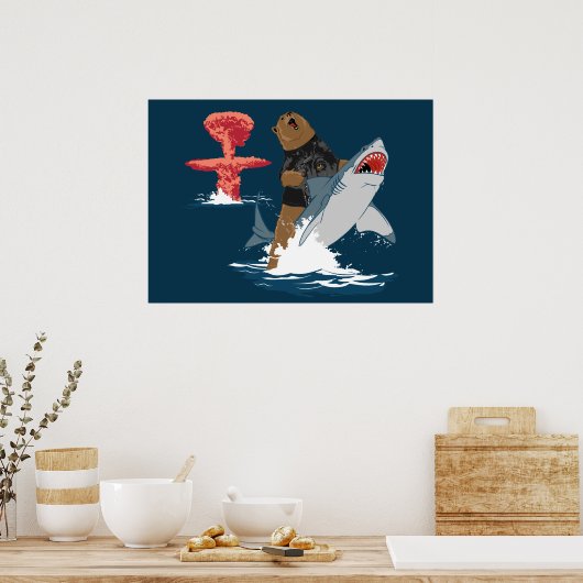 脱出素晴らし – クマのサメ騎兵 ポスター (キッチン)
