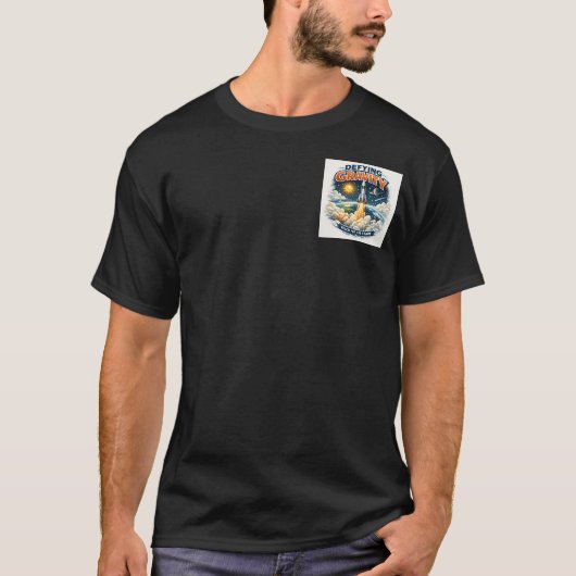 脱出速度：エピックロケット打ち上げと重力 Tシャツ (正面)