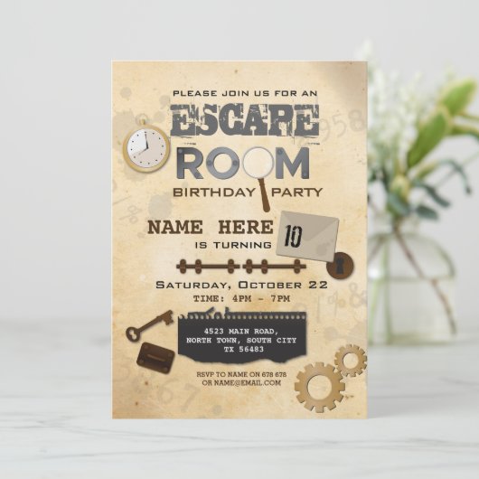 脱出部屋の誕生日のパーティの招待状の糸口のスパイ 招待状 (スタンド正面)