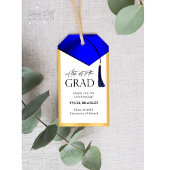 脱帽から卒業ブルー&金ゴールドメンズ ギフトタグ