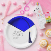 脱帽から卒業ブルー&金ゴールドメンズ ペーパープレート (パーティー)