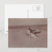 脱帽したビーチ2人 ポストカード (正面/裏面)