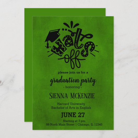 脱帽 – 緑 招待状 (正面/裏面)