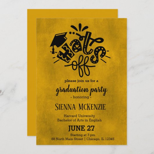 脱帽 – 黄色 招待状 (正面/裏面)