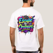 脱普通 ネオン落書き 鳥 自由 アート Tシャツ (裏面)