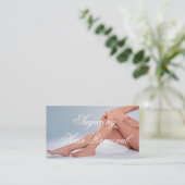 脱毛スキンクリニックバラ金ゴールド大理石 名刺 (スタンド正面)