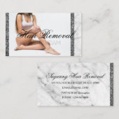 脱毛スキンクリニックバラ金ゴールド大理石 名刺 (正面/裏面)