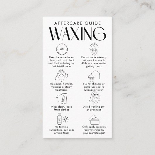 脱毛体ワックスアフターケアモダンロゴクリーム 名刺 (正面)