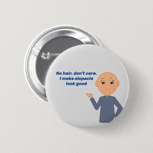 脱毛症の子供は、髪の毛を入れ気にない。 缶バッジ (正面&裏面)