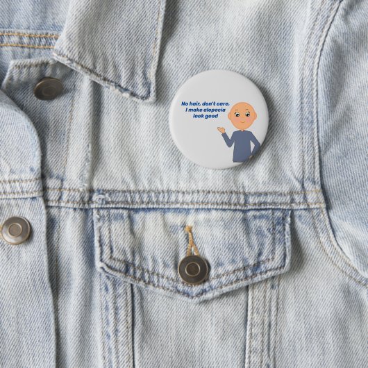 脱毛症の子供は、髪の毛を入れ気にない。 缶バッジ (インサイチュ)