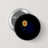 脱毛症認識度ダークブルーリボン脱毛サンフ 缶バッジ (正面&裏面)
