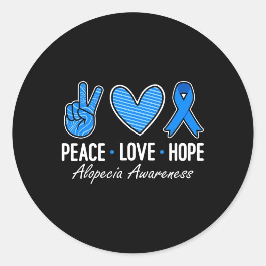 脱毛症認識度ピースラブホープI衣服ブルーリブ ラウンドシール (正面)