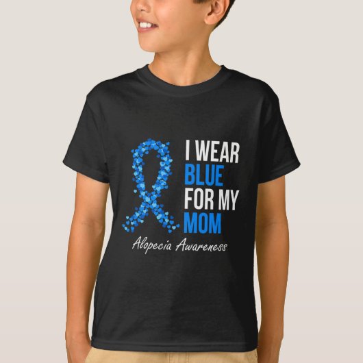 脱毛症認識度I衣服ブルーfor My Mom Blue Rib Tシャツ (正面)